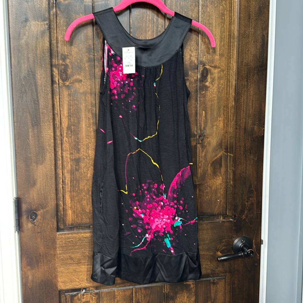 NWT Express black sleeveless sequins floral dress size extra small